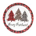 Set 10 Farfurii Unica Folosinta, Embo, 18 cm, Model Brazi de Craciun, Multicolor