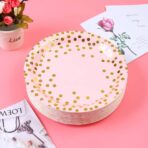Set 10 Farfurii Unica Folosinta, Embo, Imprimeu cu Buline, din Carton, Diametru 18 cm, Roz/Auriu - imagine 5