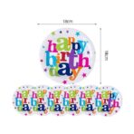 Set 6 Farfurii Unica Folosinta, Embo, Imprimeu Happy Birthday, din Carton, Diametru 18 cm, Multicolor - imagine 3