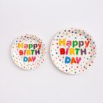 Set 10 Farfurii Unica Folosinta, Embo, Imprimeu Happy Birthday, din Carton, Diametru 23 cm, Multicolor - imagine 2