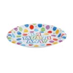 Set 10 Farfurii Unica Folosinta, Embo, Imprimeu La Multi Ani, din Carton, Diametru 17 cm, Multicolor - imagine 2