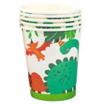 Set 10 Pahare de Carton Happy Birthday, Embo, Model Dinozauri, Tematica Aniversare, 7.5x8.5 cm, 200 mL, Multicolor