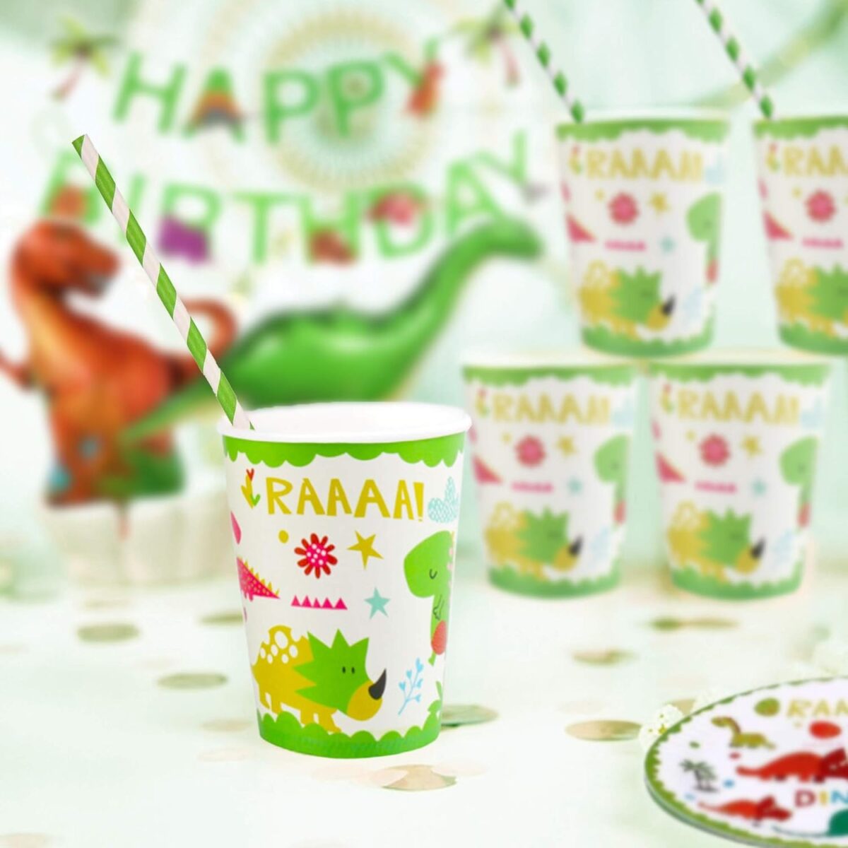 Set 10 Pahare Petrecere, Embo, Colectia Dino Park, 8.5 x 7 x 5 cm, din Carton, Multicolor - imagine 5