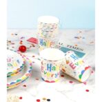 Set 10 Pahare de Carton, Embo, Model Happy Everyday, 13 x 7 x 5 cm, Multicolor - imagine 4