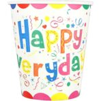 Set 10 Pahare de Carton, Embo, Model Happy Everyday, 13 x 7 x 5 cm, Multicolor