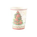 Set 10 Pahare, Embo, Imprimeu Brad de Craciun, din Carton, 250 - 300 ml, 7.5 x 8.4 x 5.3 cm, Multicolor