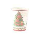 Set 10 Pahare, Embo, Imprimeu Brad de Craciun, din Carton, 250 - 300 ml, 7.5 x 8.4 x 5.3 cm, Multicolor