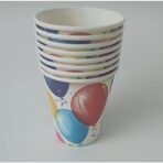 Set 10 Pahare, Embo, Imprimeu cu Baloane, din Carton, 250 ml, 7.5 x 8.5 x 5.2 cm, Multicolor - imagine 3