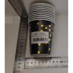 Set 10 Pahare, Embo, Imprimeu cu Buline, din Carton, 250 ml, 7 x 8.5 x 5 cm, Negru/Auriu - imagine 4
