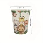 Set 10 Pahare, Embo, Imprimeu Jungle, din Carton, 7 x 8.5 cm, Verde - imagine 3