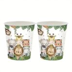 Set 10 Pahare, Embo, Imprimeu Jungle, din Carton, 7 x 8.5 cm, Verde - imagine 4