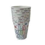 Set 10 Pahare, Embo, Imprimeu La Multi Ani, din Carton, 250 ml, 7 x 8.5 x 5 cm, Multicolor