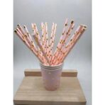 Set 10 Paie, Embo, din Hartie, 19.5 cm, Model cu Buline Aurii, Roz - imagine 3