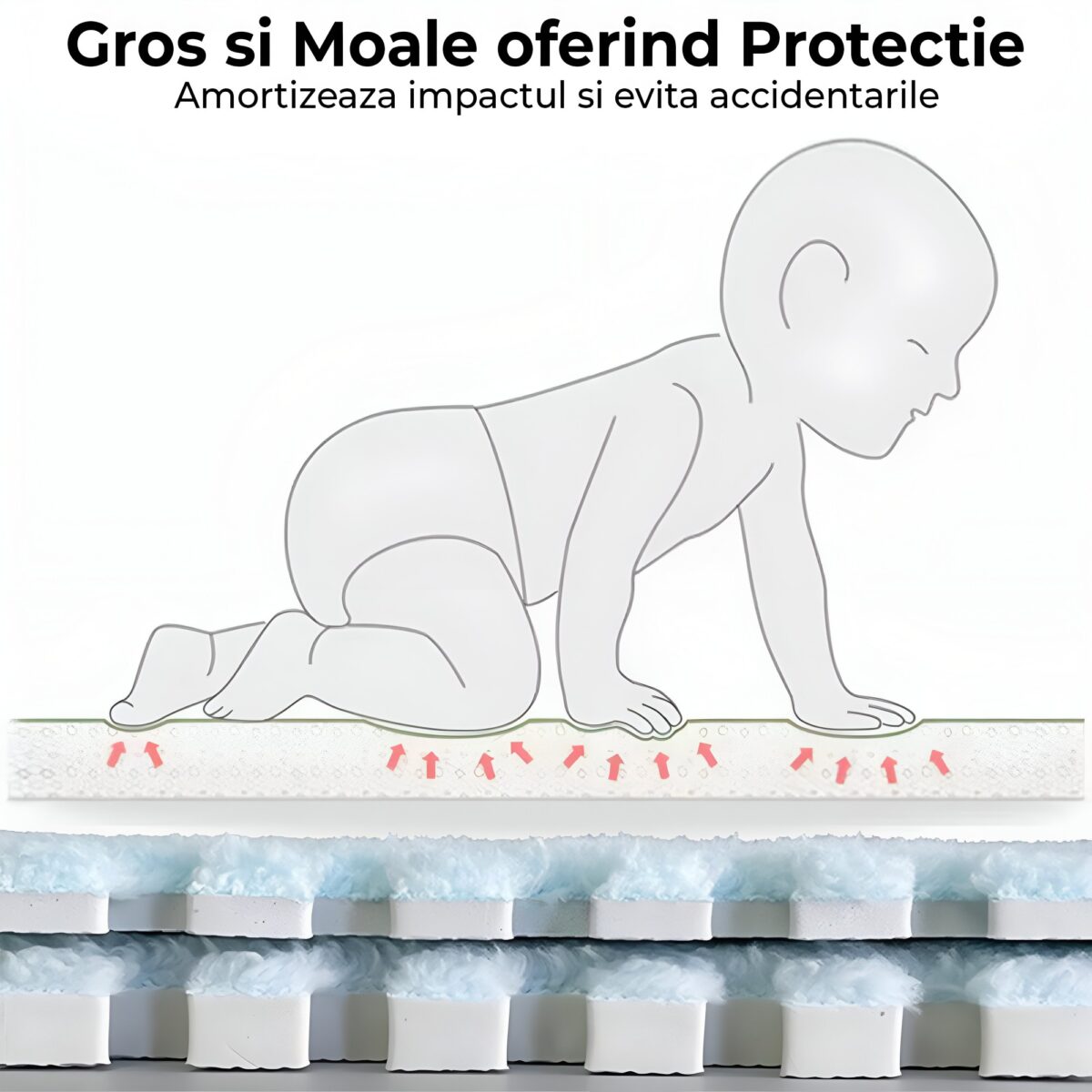 Set 10 Piese Covor tip Puzzle, Embo, Spuma EVA, Pufos, 30 x 30 x 1 cm, Crem - imagine 6