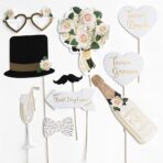 Set 10 Accesorii pentru Petrecere, Embo, Props pentru Coltul de Poze, Model Mire si Mireasa, Tematica Nunta, Multicolor - imagine 3