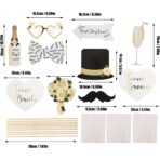 Set 10 Accesorii pentru Petrecere, Embo, Props pentru Coltul de Poze, Model Mire si Mireasa, Tematica Nunta, Multicolor - imagine 6