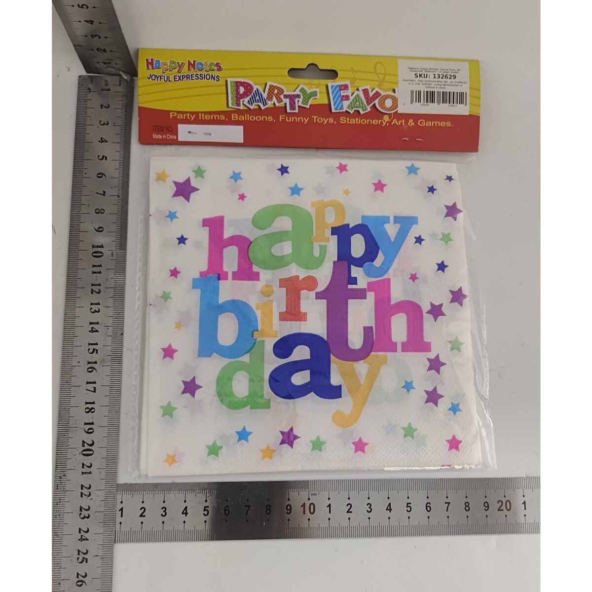 Set 10 Servetele de Masa, Embo, Colectia Happy Birthday, 32 x 32 cm, din Hartie, Multicolor - imagine 6