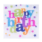 Set 10 Servetele Happy Birthday, Embo, pentru Petrecere, Tematica Aniversare, 33x33 cm, Multicolor