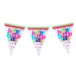 Set 10 Stegulete Tip Banner, Embo, Colectia Happy Birthday, 270 cm Lungime, din Hartie Cretata, Multicolor - imagine 3