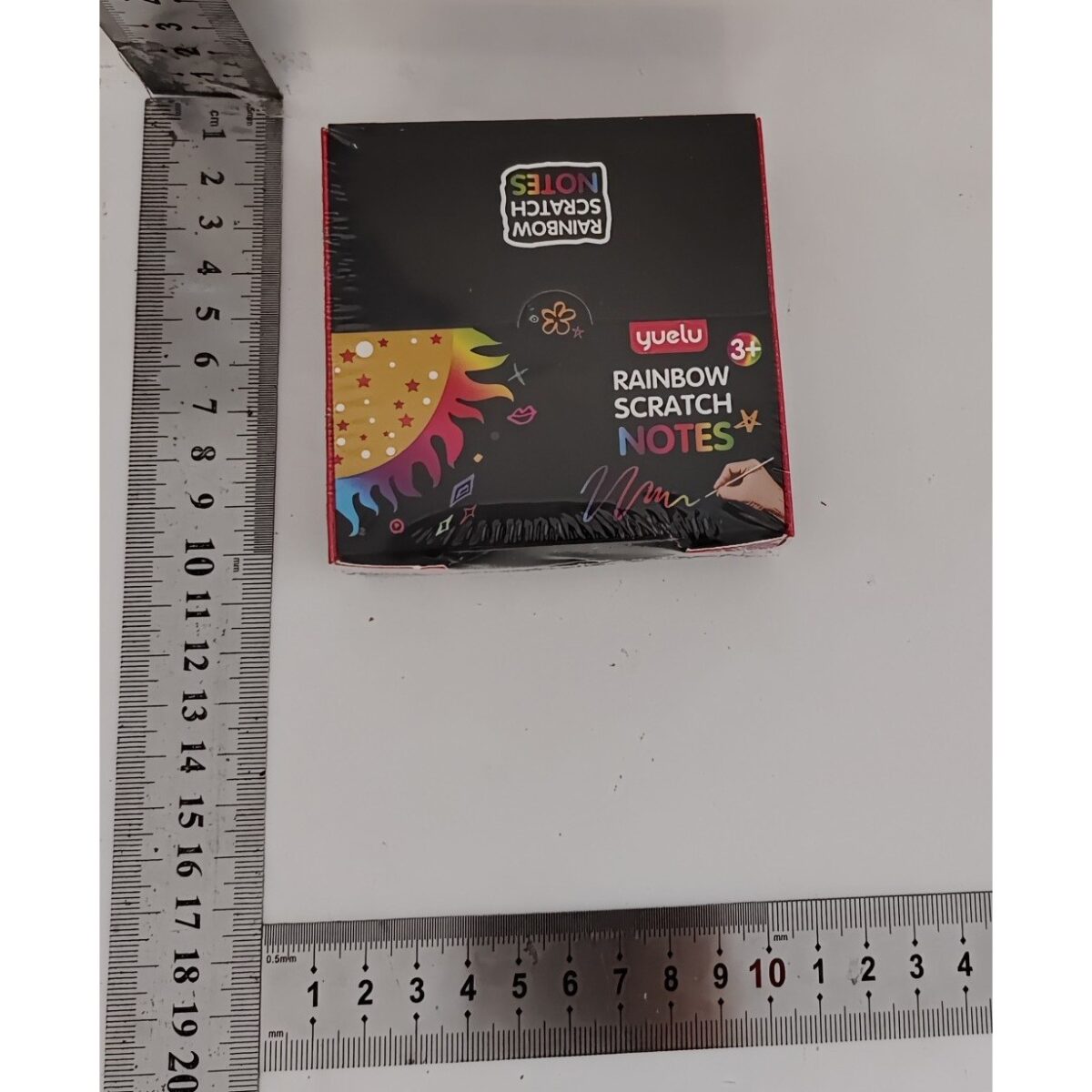 Set 100 de Planse Razuibile, Embo, din Hartie Curcubeu, 2 Creioane din Bambus + 2 Sabloane, +3 Ani, 8.5 x 8.5 cm, Multicolor - imagine 6