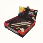 Set 100 de Planse Razuibile, Embo, din Hartie Curcubeu, 2 Creioane din Bambus + 2 Sabloane, +3 Ani, 8.5 x 8.5 cm, Multicolor