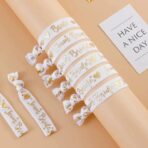 Set 11 Bratari, Embo, pentru Petrecerea Burlacitelor, din Panza, Marime Universala, Alb/Roz - imagine 5