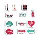 Set 12 Accesorii pentru Petrecere, Embo, Props pentru Photo Corner, Tematica Iubire, Multicolor - imagine 2