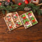 Set 12 Decoratiuni de Craciun din Lemn, Embo, cu Snur pentru Agatare in Brad, Model Elfi Diferite Dimensiuni, 4 Modele, Multicolor - imagine 7