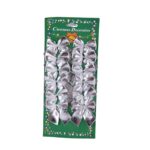 Set 12 Fundite pentru Brad, Embo, 5.5 cm, din Poliester, Argintiu