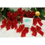 Set 12 fundite pentru brad, Rosii, 6 x 8 cm, din poliester, Embo - imagine 4