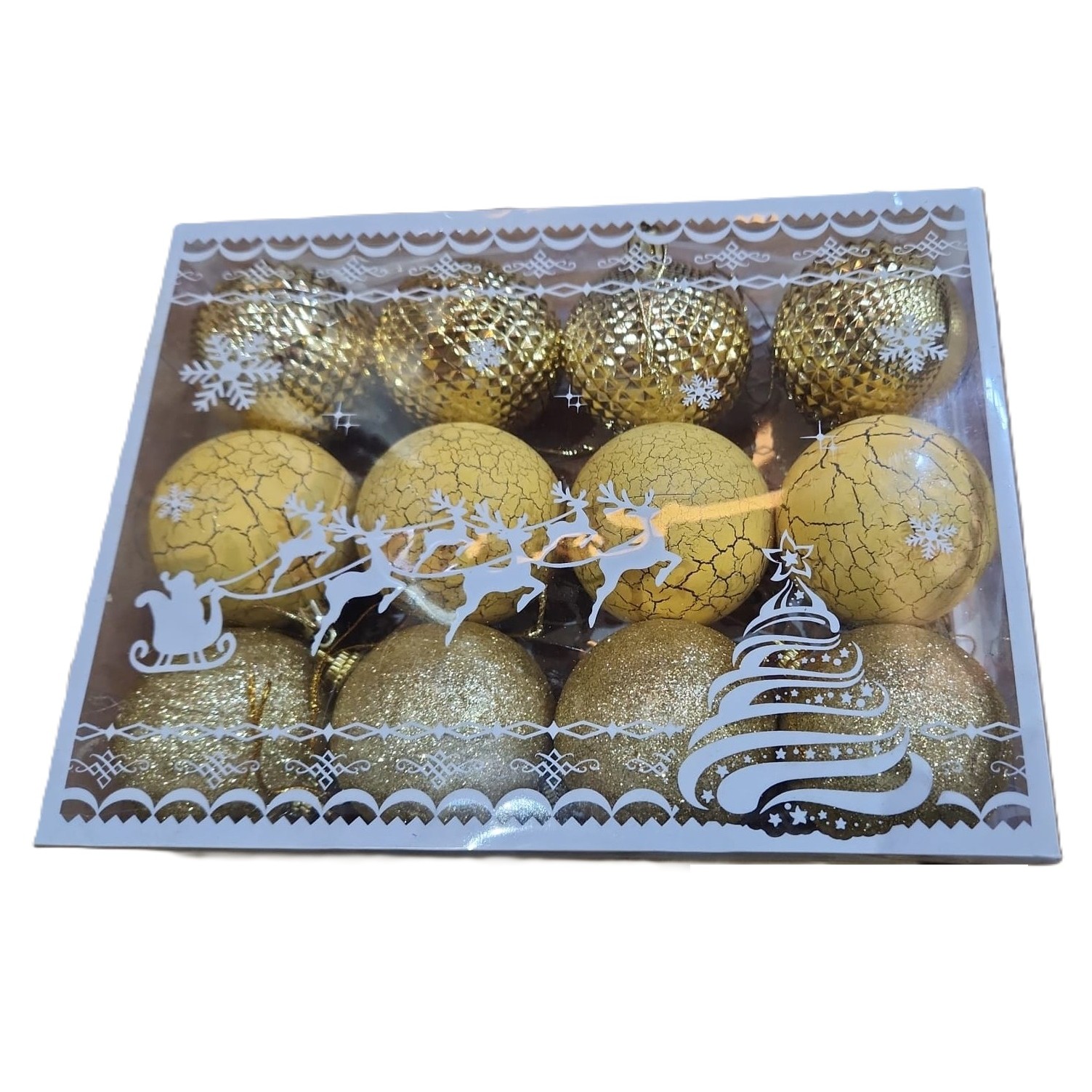 set-12-globulete-aurii-shinny-glitter-mat-main-689cd0fb9914f.jpg Set 12 Globuri de Craciun, Embo, pentru Brad, Model cu Glitter, Lucioase si Mate, Auriu - imagine 1