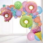 Set 124 Baloane, Embo, din Latex si Folie de Aluminiu, Model Candy, Diferite Marimi, Multicolor - imagine 2