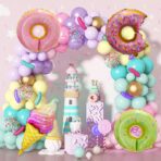 Set 124 Baloane, Embo, din Latex si Folie de Aluminiu, Model Candy, Diferite Marimi, Multicolor - imagine 3