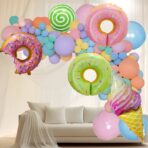 Set 124 Baloane, Embo, din Latex si Folie de Aluminiu, Model Candy, Diferite Marimi, Multicolor - imagine 4