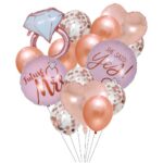 Set 15 baloane pentru Nunta, Embo, baloane pentru decor, din folie de aluminiu,  30 x 50 cm, Rose