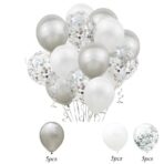 Set 15 baloane pentru petrecere, Embo, alb/argintiu, 30 cm - imagine 2