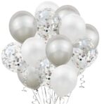Set 15 baloane pentru petrecere, Embo, alb/argintiu, 30 cm - imagine 3