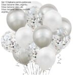 Set 15 baloane pentru petrecere, Embo, alb/argintiu, 30 cm - imagine 4