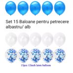 Set 15 baloane pentru petrecere, Embo, albastru/ alb, 30 cm - imagine 2