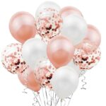 Set 15 baloane pentru petrecere, Embo, rose gold/ alb, 30 cm