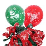 Set 16 Baloane din Latex, Embo, Model Merry Christmas, Tematica Craciun, 25 cm, Verde Rosu - imagine 7