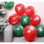 Set 16 Baloane din Latex, Embo, Model Merry Christmas, Tematica Craciun, 25 cm, Verde Rosu - imagine 8