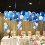 Set 16 Baloane din Latex Metalizate, Embo, Model Party, 30 cm, Alb, Albastru, Albastru Chrome, Transparent Confetti 2.8 g - imagine 3