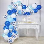 Set 16 Baloane din Latex Metalizate, Embo, Model Party, 30 cm, Alb, Albastru, Albastru Chrome, Transparent Confetti 2.8 g - imagine 5