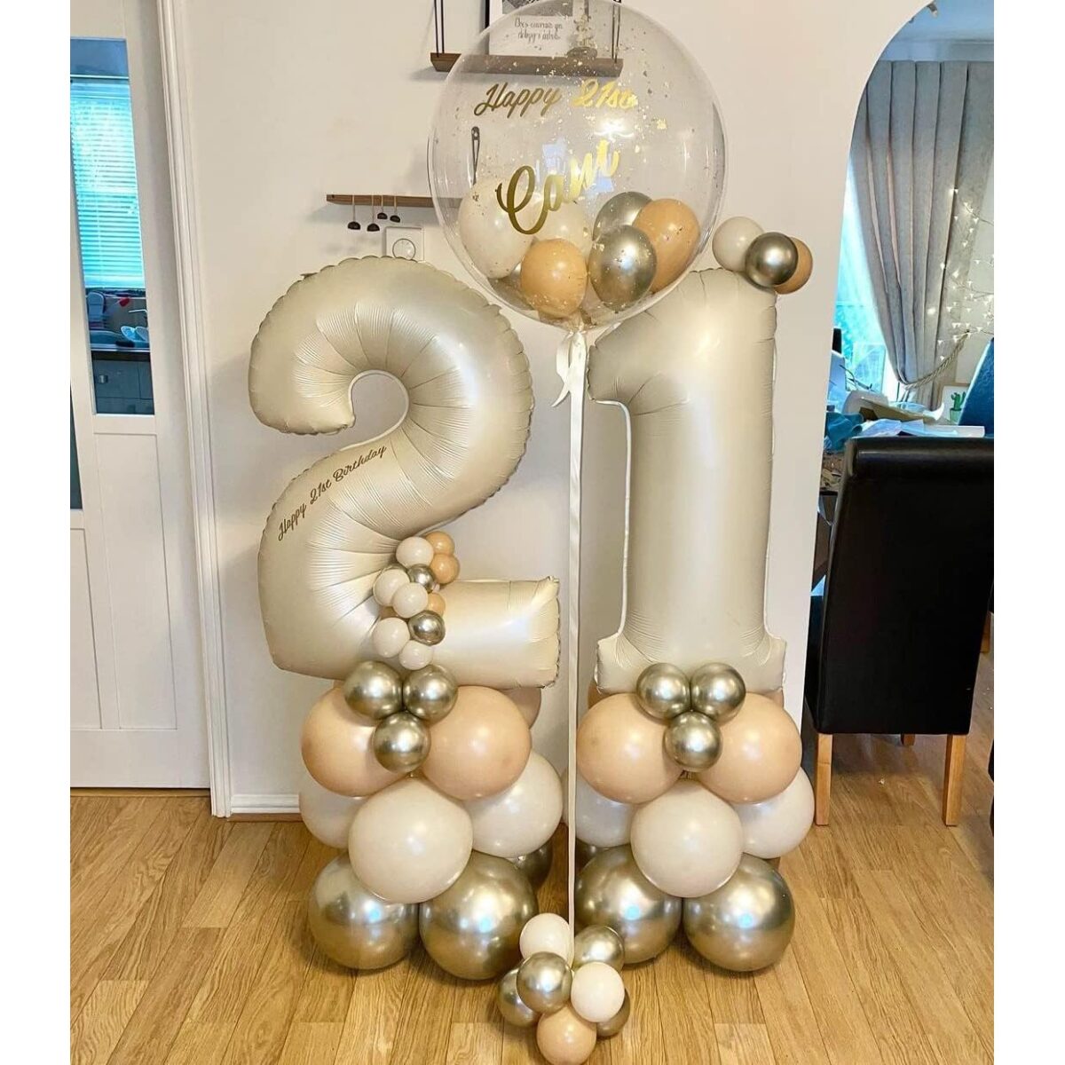 Set 16 Baloane din Latex Metalizate, Embo, Model Party, 30 cm, Auriu, Bej Inchis si Deschis, 2.8 g - imagine 5