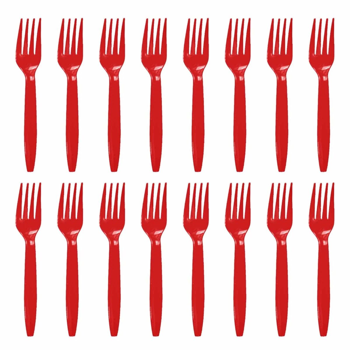 Set 16 Furculite de Unica Folosinta, Embo, din Plastic, 15 cm, Rosu - imagine 2