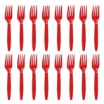 Set 16 Furculite de Unica Folosinta, Embo, din Plastic, 15 cm, Rosu - imagine 2