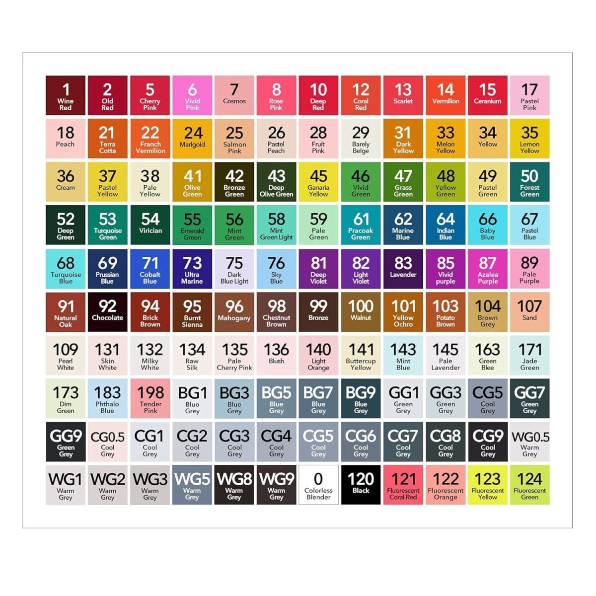 Set 168 Markere Duble, Embo, pe Baza de Alcool, Geanta Impermeabila Inclusa, Culori Numerotate, 23 x 16 x 20 cm, Multicolor - imagine 2