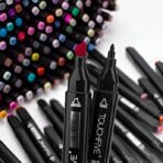 Set 168 Markere Duble, Embo, pe Baza de Alcool, Geanta Impermeabila Inclusa, Culori Numerotate, 23 x 16 x 20 cm, Multicolor - imagine 7