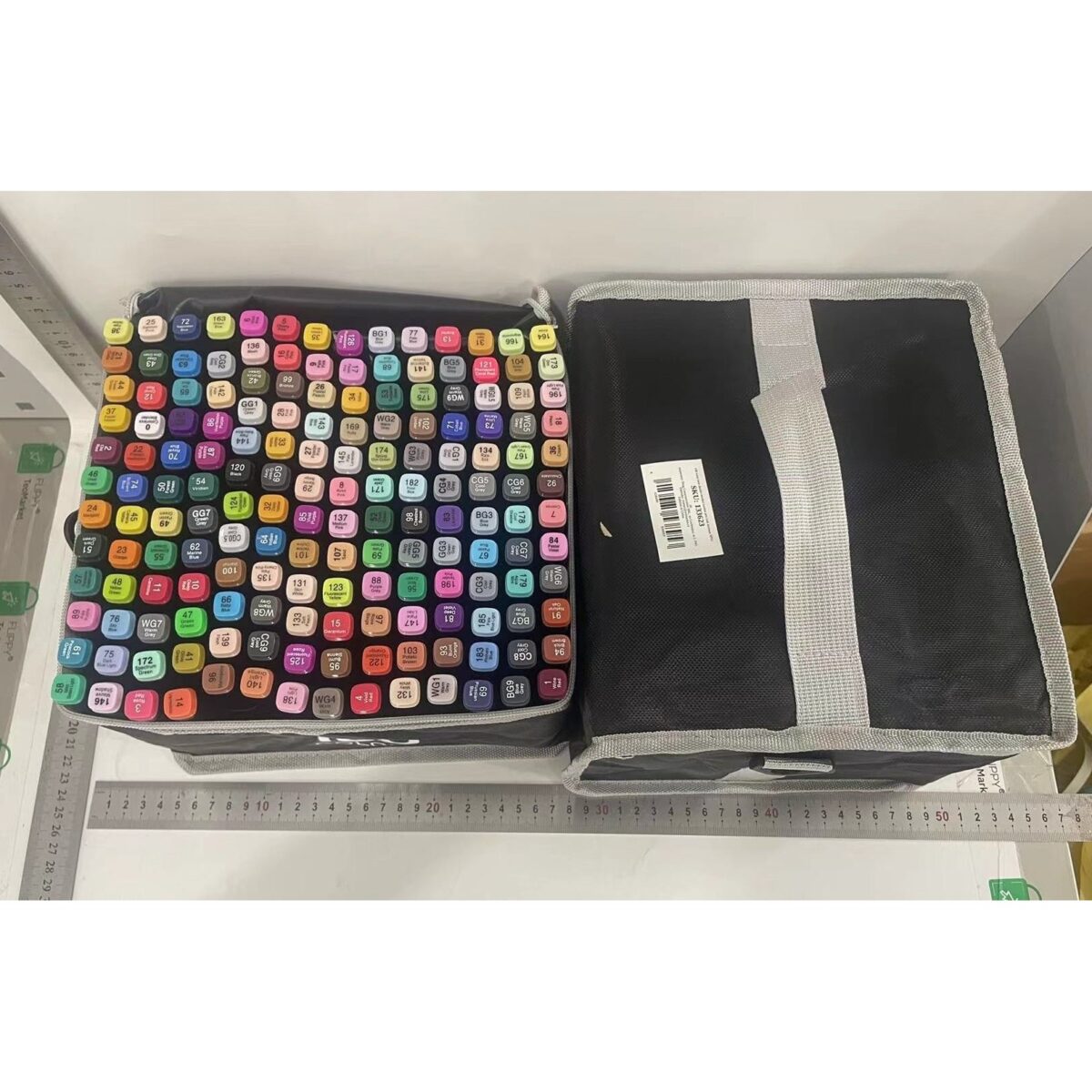 Set 168 Markere Duble, Embo, pe Baza de Alcool, Geanta Impermeabila Inclusa, Culori Numerotate, 23 x 16 x 20 cm, Multicolor - imagine 8